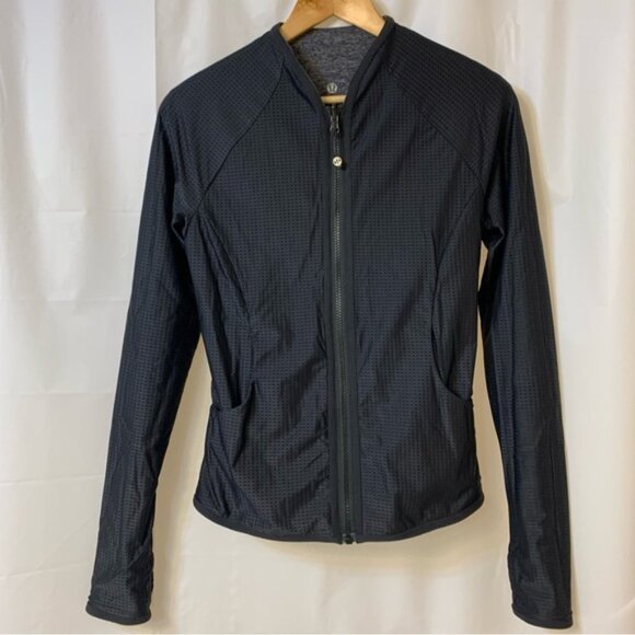 Lululemon Find Your Bliss Jacket Black / Heathered Black Reversible Size 6 - Picture 2 of 11